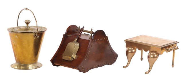 A COLLECTION OF THREE GOOD QUALITY ENGLISH FIREPLACE ACCESSORIES. 19TH CENTURY