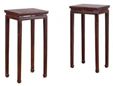 A PAIR OF ASIAN HARD WOOD END TABLES C 1900.