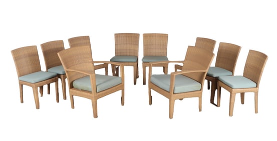A COLLECTION OF TEN WOVEN DEDON PANAMA CHAIRS.