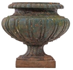 LATE NINETEENTH CENTURY FRENCH CAST IRON TABLE TOP GARDEN URN