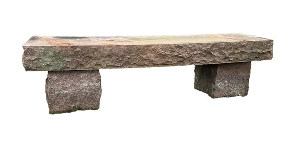 PAIR OF THREE PART GRANITE BENCHES.