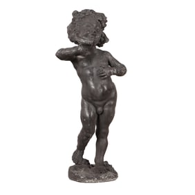 LEAD GARDEN FIGURE OF A PUTTO.
