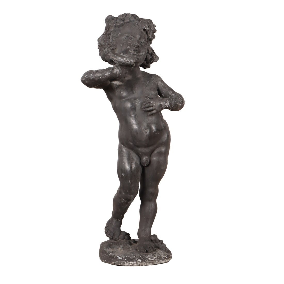 LEAD GARDEN FIGURE OF A PUTTO. (1 of 4)