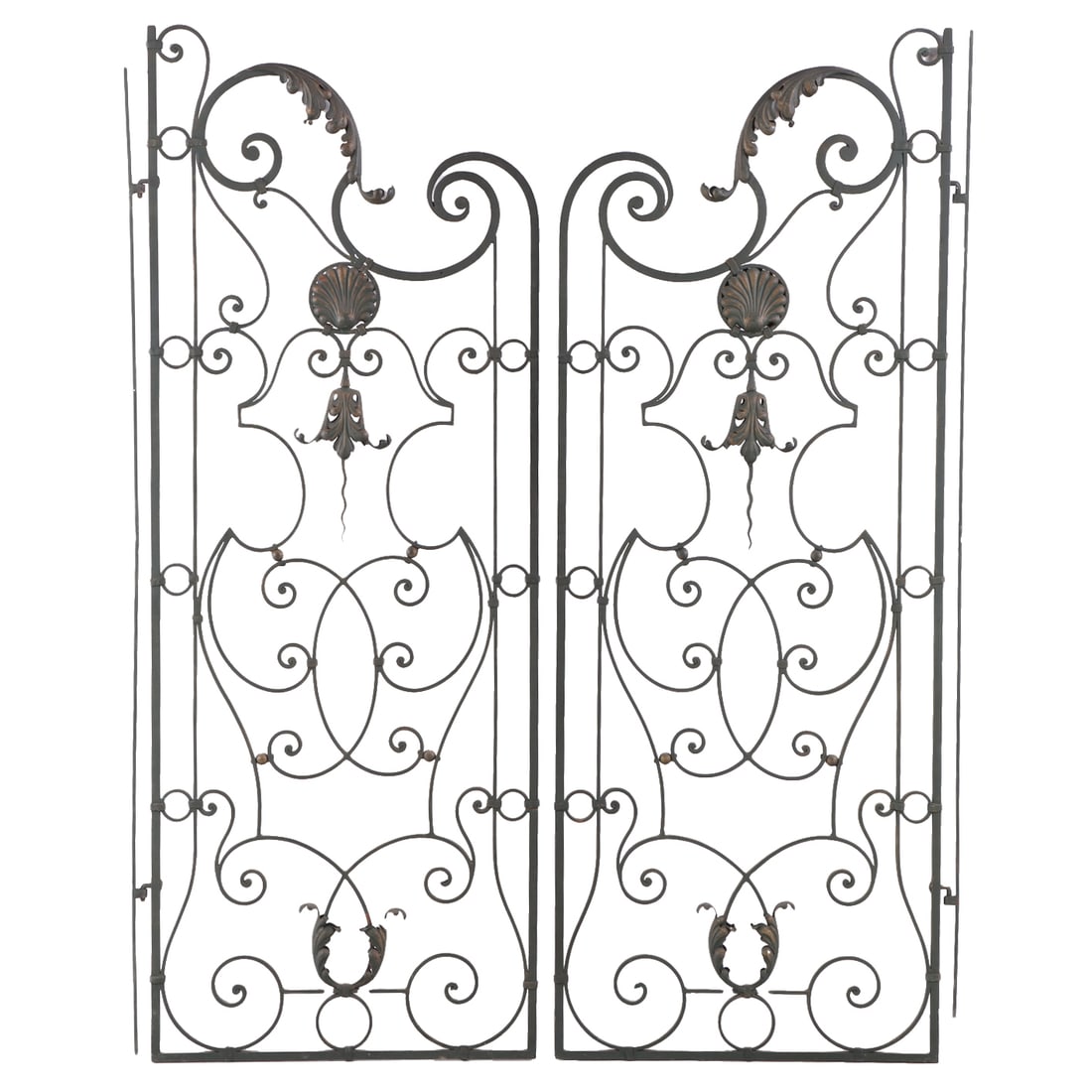 PAIR OF FRENCH SCROLL FORM IRON GARDEN GATES. (1 of 6)
