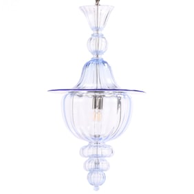 VENINI MURANO GLASS PENDANT LIGHT FIXTURE IN LIGHT BLUE.