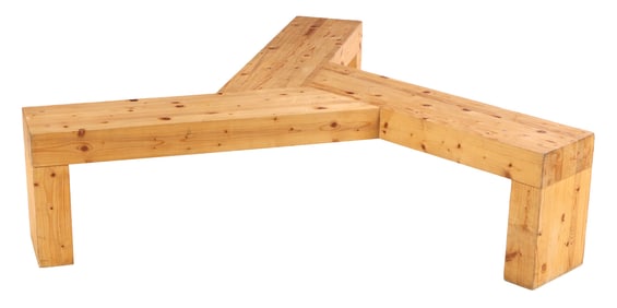 FRENCH KNOTTY PINE THREE LEG BENCH C 1985.
