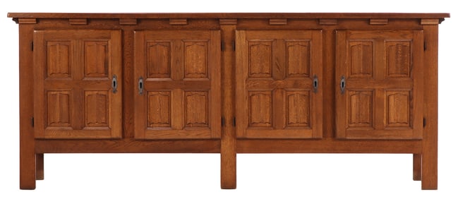 FRENCH OAK FOUR DOOR SIDEBOARD IN THE BRUTALIST STYLE C 1940