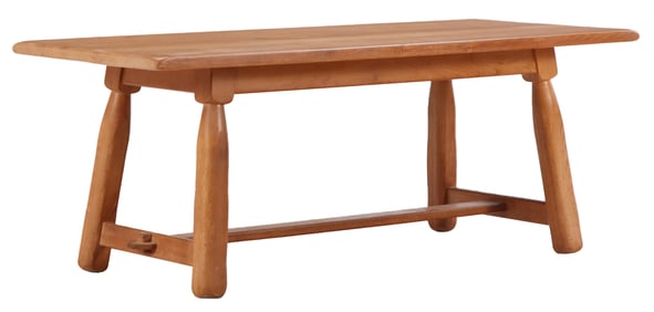 FRENCH OAK BRUTALIST STYLE TABLE TAPERED LEGS C 1960.