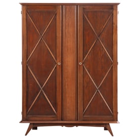 TWO DOOR FRENCH OAK CABINET IN THE MANER OF CHARLES DUDOUYT C 1940. DISMANTLES FOR TRANSPORT.