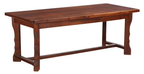 FRENCH WALNUT BRUTALIST STYLE FARM TABLE C 1960.