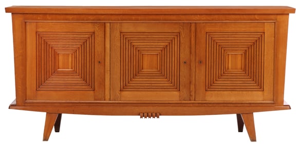 FRENCH OAK SIDEBOARD WITH GEOMETRIC DESIGN C 1950.