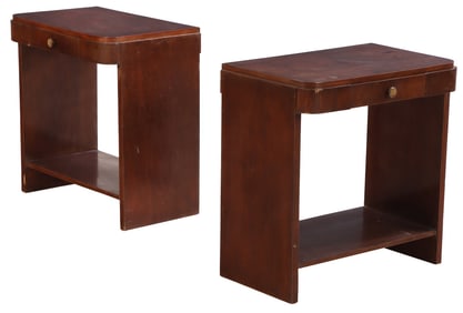 PAIR OF FRENCH MAHOGANY NIGHT STANDS C 1940.