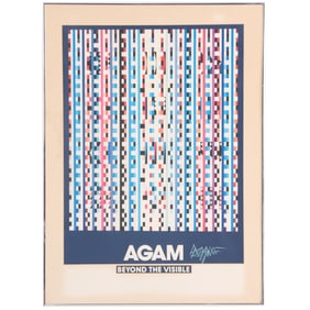 SIGNED YAACOV AGAM EXHIBITION POSTER FOR "BEYOND THE VISIBLE" EXHIBITION AT THE GUGGENHEIM MUSEUM,