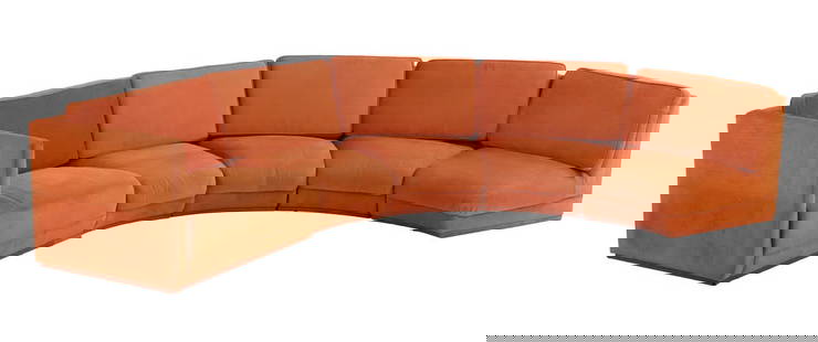 FIVE PIECE CURVED SECTIONAL SOFA C 1970.: Five piece curved sectional sofa C 1970. Ht: 34" Wd: 155.5" Dpth: 31" Seat: 14.25"
