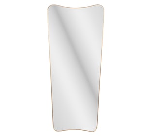 ITALIAN BRASS MIRROR HAVING A SHAPED FRAME IN THE MANNER OF GIO PONTI.