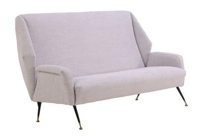 ITALIAN UPHOLSTERED SOFA BY GIGI RADICE C 1950 WITH RECENT FABRIC.