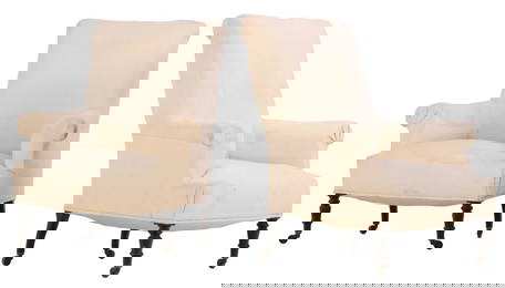 PAIR NAPOLEON III LIBRARY CHAIRS RESTING ON EBONIZED AND TURNED FEET C 1860.