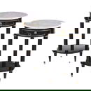 PAIR OF ROUND EBONIZED AND BRONZE MOUNTED MARBLE TOP TABLES IN THE DIRECTOIRE STYLE C 1940.