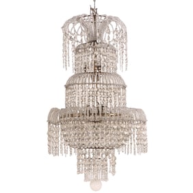 LARGE RUSSIAN STYLE CRYSTAL AND BEADED TIERED CHANDELIER C 1910.