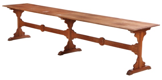 ONE OF THREE OAK TABLES FROM A MONASTARY IN FRANCE C 1890.