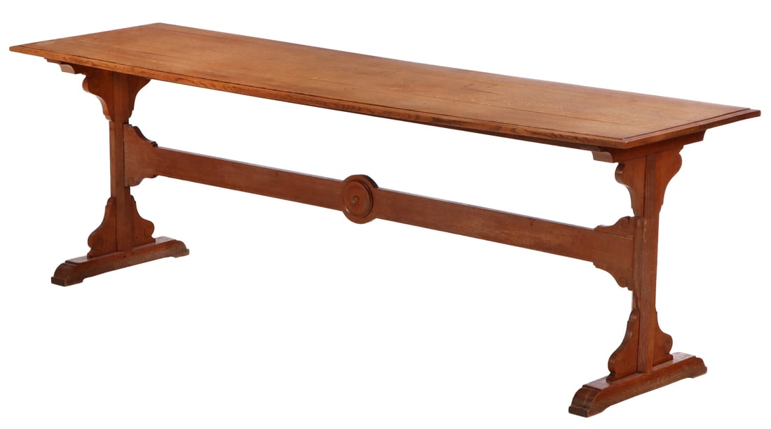 ONE OF THREE OAK TABLES FROM A MONASTARY IN FRANCE C 1890. (1 of 5)