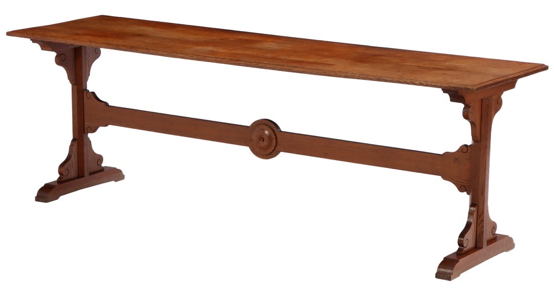 ONE OF THREE OAK TABLES FROM A MONASTARY IN FRANCE C 1890. (1 of 5)