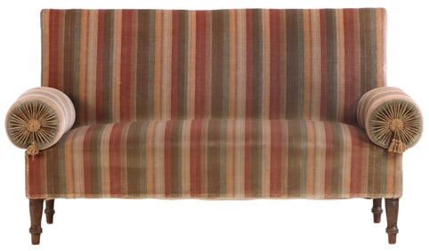 FRENCH NAPOLEON III SETTEE WITH ROLLED ARMS AND REMOVABLE BACK C 1860.