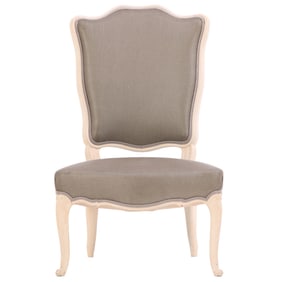 FRENCH PAINTED BOUDOIR CHAIR IN THE LOIUS XV STYLE C 1920 WITH RECENT FABRIC.
