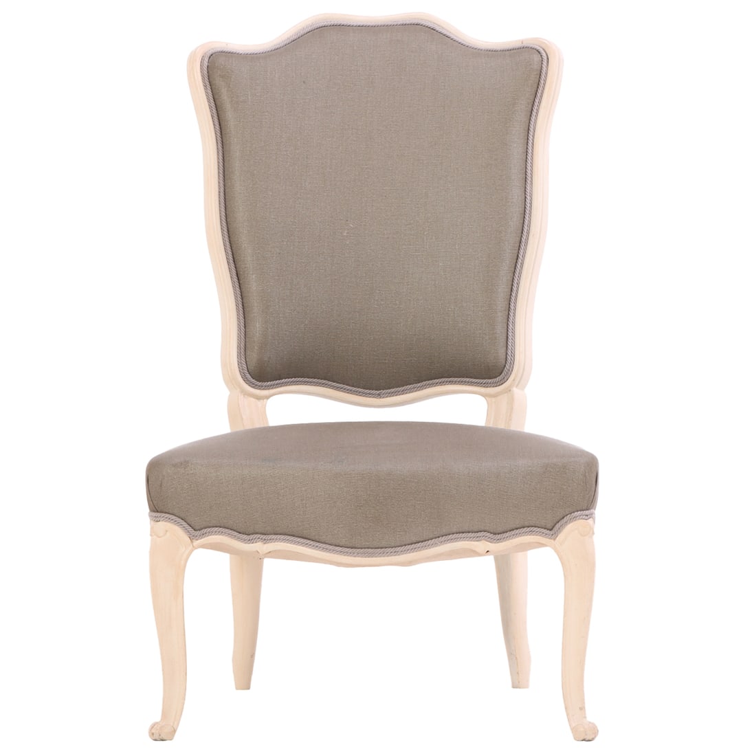 FRENCH PAINTED BOUDOIR CHAIR IN THE LOIUS XV STYLE C 1920 WITH RECENT FABRIC. (1 of 6)