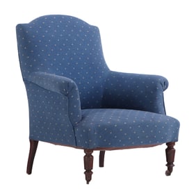FRENCH NAPOLEON III LIBRARY CHAIR RESTING ON TURNED LEGS C 1860.