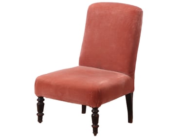 NAPOLEON III SLIPPER CHAIR ON EBONIZED TURNED FEET C 1860.