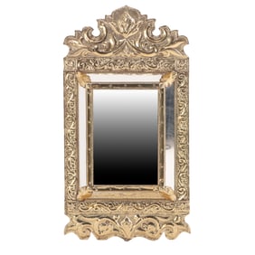 SMALL BRASS REPOUSSE MIRROR C 1950.