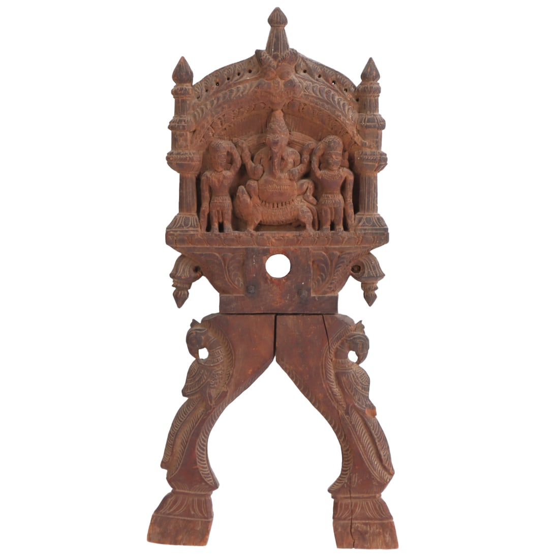 SOUTHEAST ASIAN CARVED WOOD WALL PANEL WITH HINDU FIGURES INCLUDING GANESHA (1 of 6)