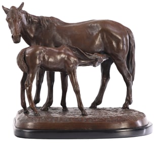 BARON PIOTR KARLOVICH KLODT VON JURGENSBURG (RUSSIAN 1805-1867) "MARE WITH FOAL" CAST BRONZE,