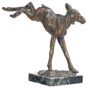 MARGERY TORREY (20TH-21ST C AMERICAN) "HIGH SPIRITS" DEPICTING A KICKING YOUNG MOOSE, CAST