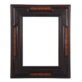 DUTCH STYLE INLAID PICTURE FRAME WITH RIPPLE CARVINGS C 1920.