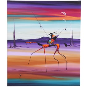ARLENE LA DELL HAYES (AMERICAN B. 1952) "DREAMWALKER," ACRYLIC ON CANVAS, SIGNED ARLENE LA
