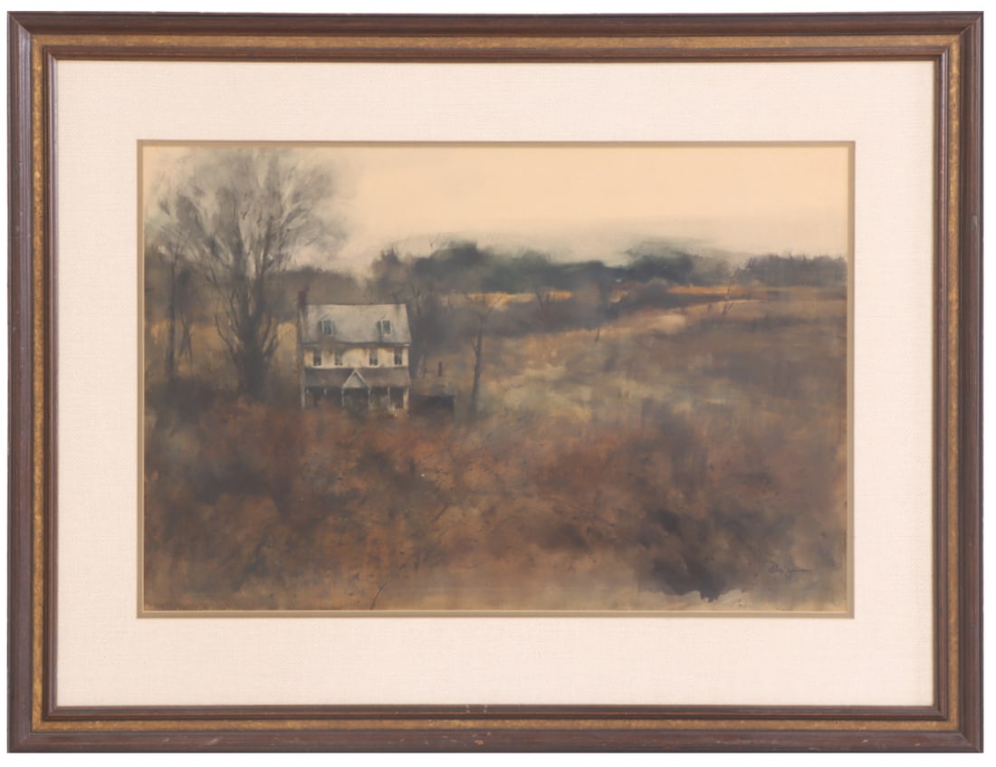 PHILIP JAMISON (AMERICAN 1925-2021) RURAL LANDSCAPE PAINTING OF A FARMHOUSE WATERCOLOR ON (1 of 6)