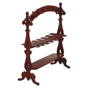 NINETEENTH CENTURY EQUESTRIAN WALNUT BOOT HOLDER.