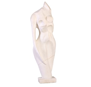 42" MODERNIST ABSTRACT MARBLE TORSO.