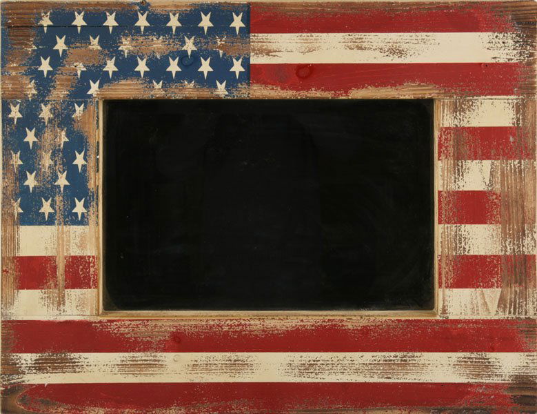 DISTRESSED WOOD MIRROR FRAME AMERICAN FLAG
