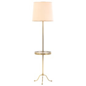 FRENCH BRASS AND  MARBLE FLOOR LAMP WITH INTEGRAL TABLE C 1950.