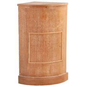 FRENCH CERUSED OAK CORNER BAR HAVING A SINGLE DOOR AND A PULL OUT TRAY C 1945.