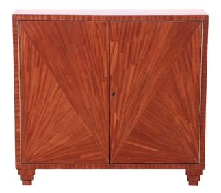 MAHOGANY TWO DOOR "FOUNTAIN" CABINET INSPIRED BY JEAN-MICHEL FRANK.