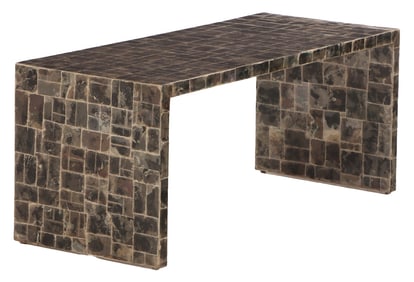MICA COVERED COFFEE  TABLE IN THE MANNER OF JEAN-MICHEL FRANK.