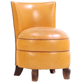 PETITE LEATHER BOUDOIR CHAIR C 1950.