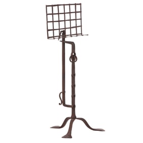 HEAVY FRENCH IRON BRUTALIST STYLE ADJUSTABLE SHEET MUSIC STAND C 1945.