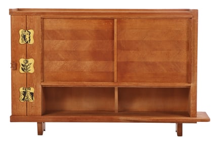 ONE OF TWO FRENCH OAK AND TILE SIDEBOARDS  BY GUILLERME AND CHAMBRON  C 1970.