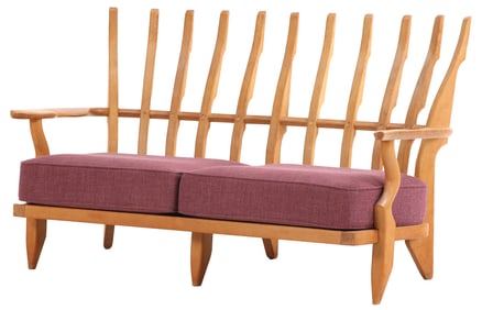 FRENCH OAK "GRAND REPOS" SOFA DESIGNED BY GUILLERME AND CHAMBRON C 1965.