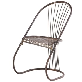 SHAPELY FRENCH IRON OCCASIONAL CHAIR C 1965.